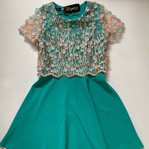 Elegance Girls’ Turquoise Formal Dress